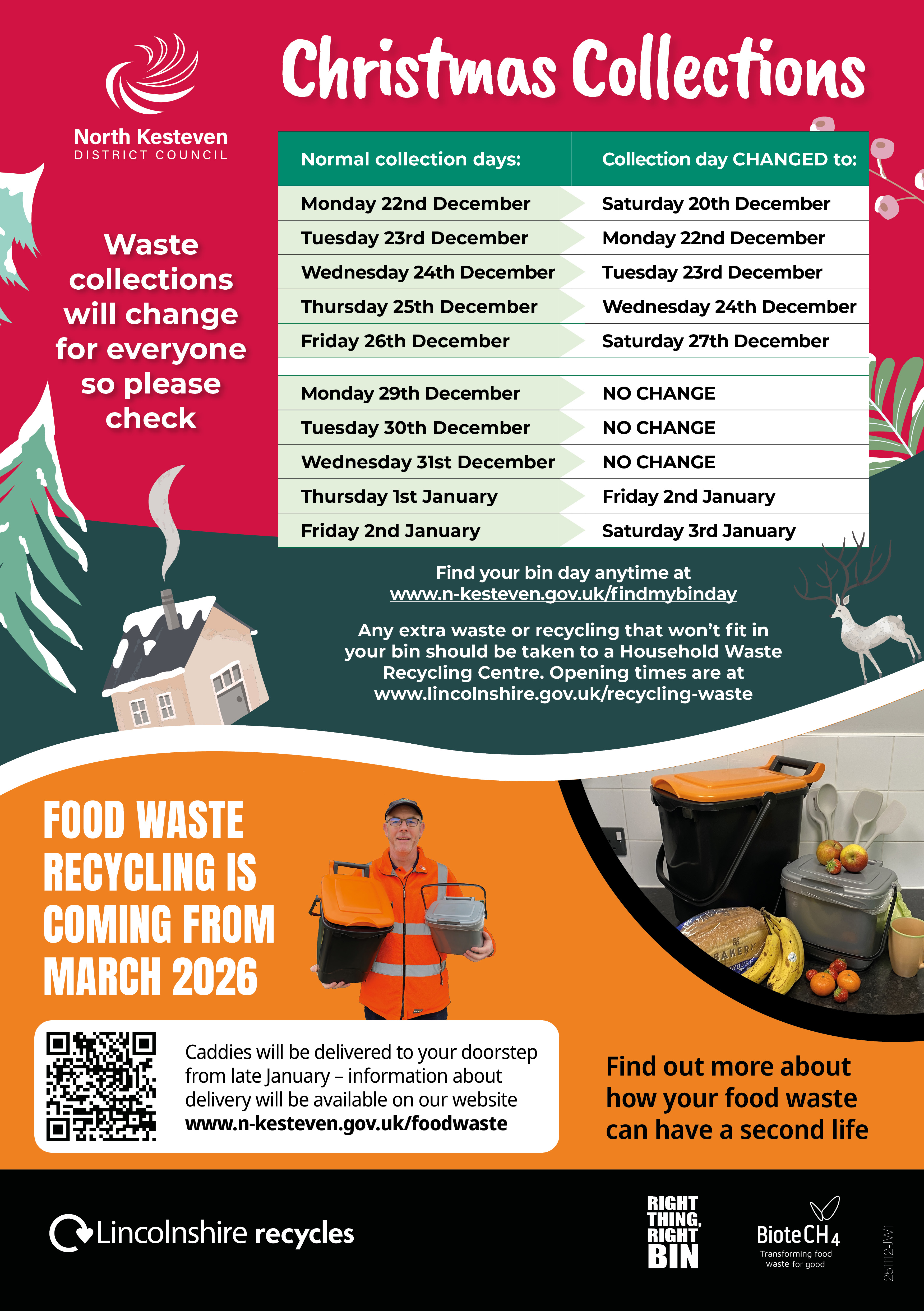 Christmas bin collections 2025