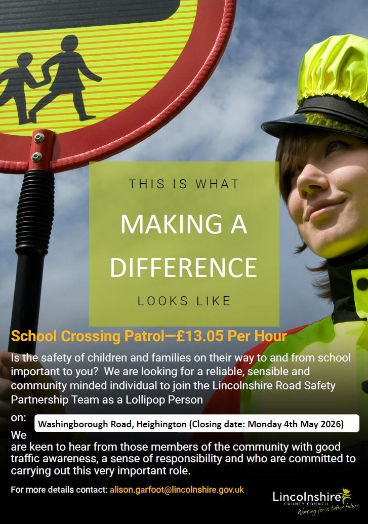 Washingborough road  - school crossing patrol vacancy 