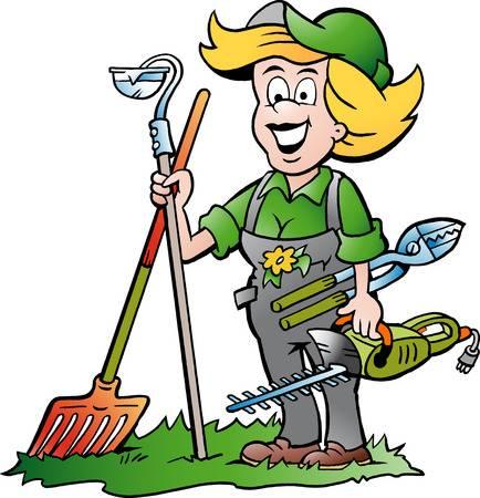 Cartoon image of a gardener woman
